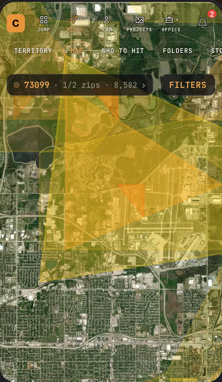 Hail swaths on the Curbsight map